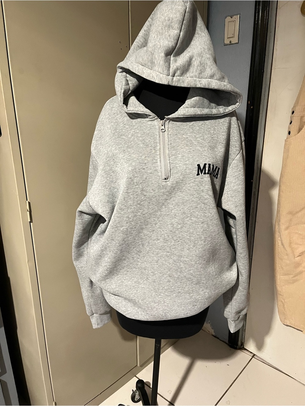 Light Gray Hooded Half-Zip Sweatshirt